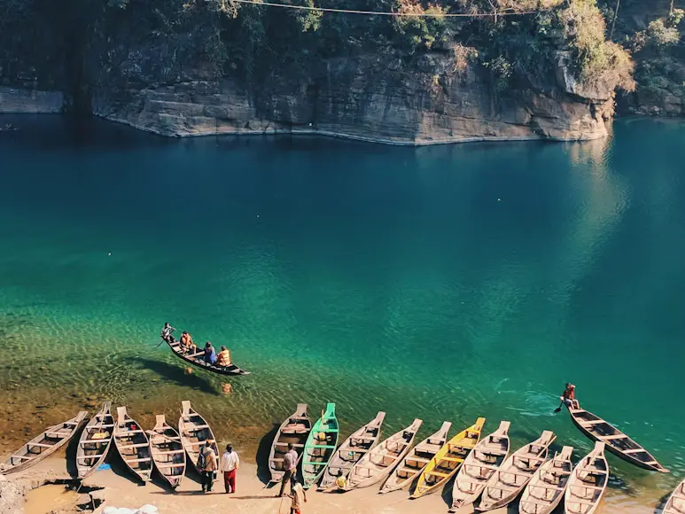 Dawki crystal clear river Umngot Meghalaya scenic view