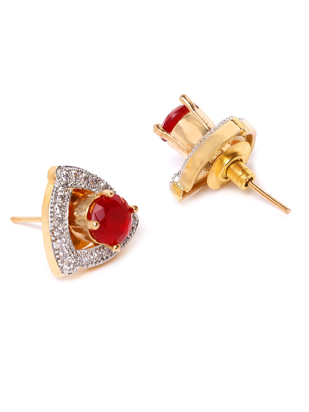 YouBella Set of 3 Stone-Studded Gold-Plated Interchangeable Triangular Studs