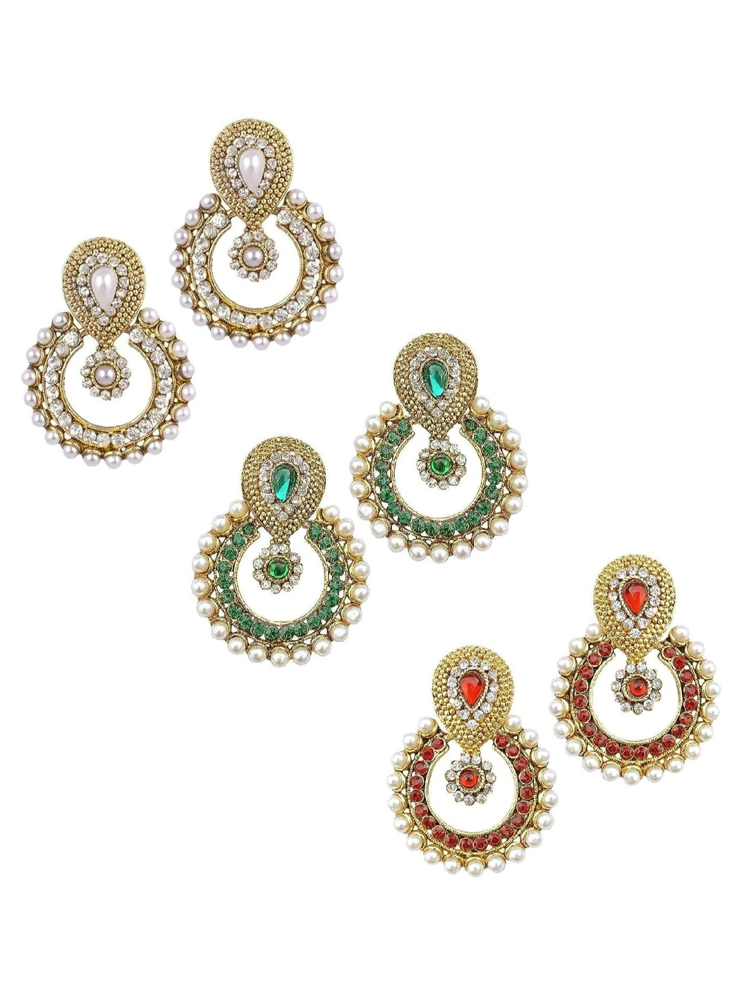 YouBella Traditional Gold Plated Chandbali Earrings Combo For Women/Girls