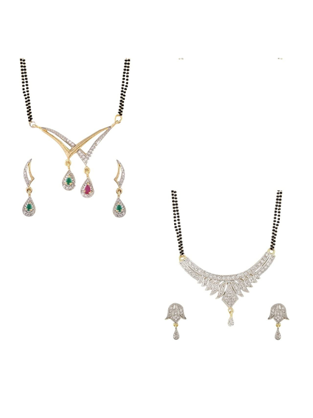 YouBella Women's Pride Collection Combo of Two Designer American Diamond Mangalsutra