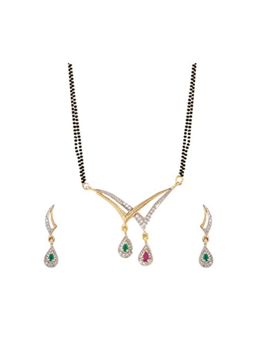 YouBella Women's Pride Collection Combo of Two Designer American Diamond Mangalsutra