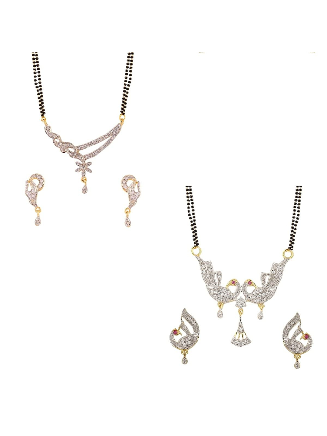 YouBella Women's Pride Collection Combo of Two Designer American Diamond Mangalsutra