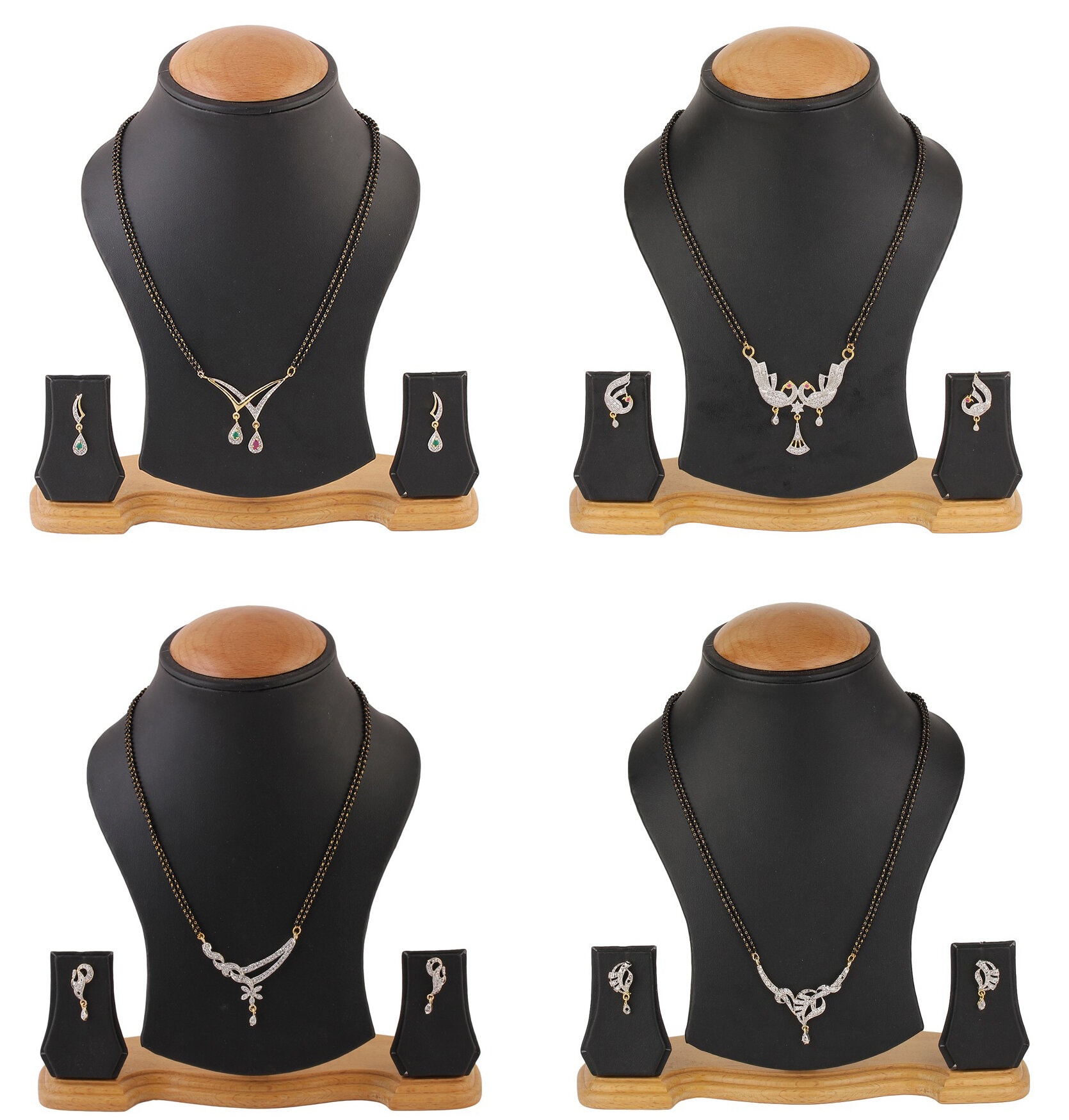 YouBella Women's Pride Collection Combo of Four Designer American Diamond Mangalsutra