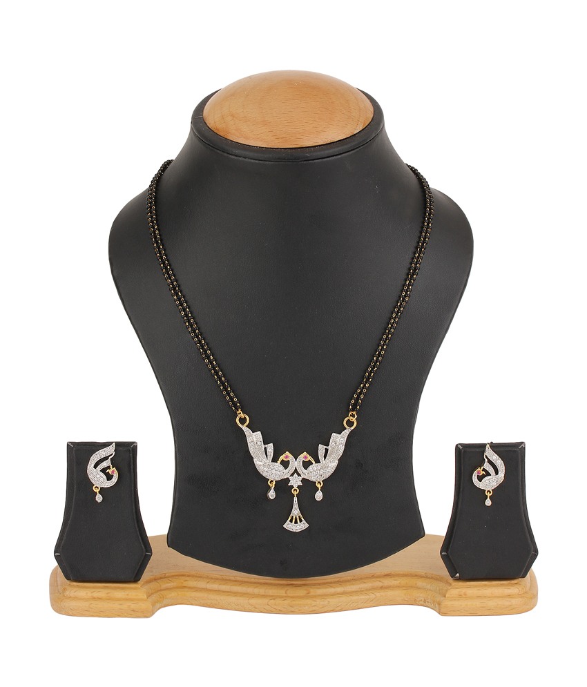 YouBella Women's Pride Collection Combo of Four Designer American Diamond Mangalsutra