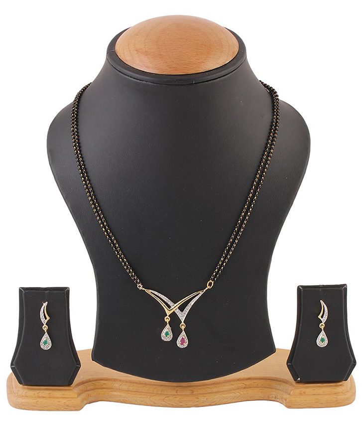 YouBella Women's Pride Collection Combo of Four Designer American Diamond Mangalsutra