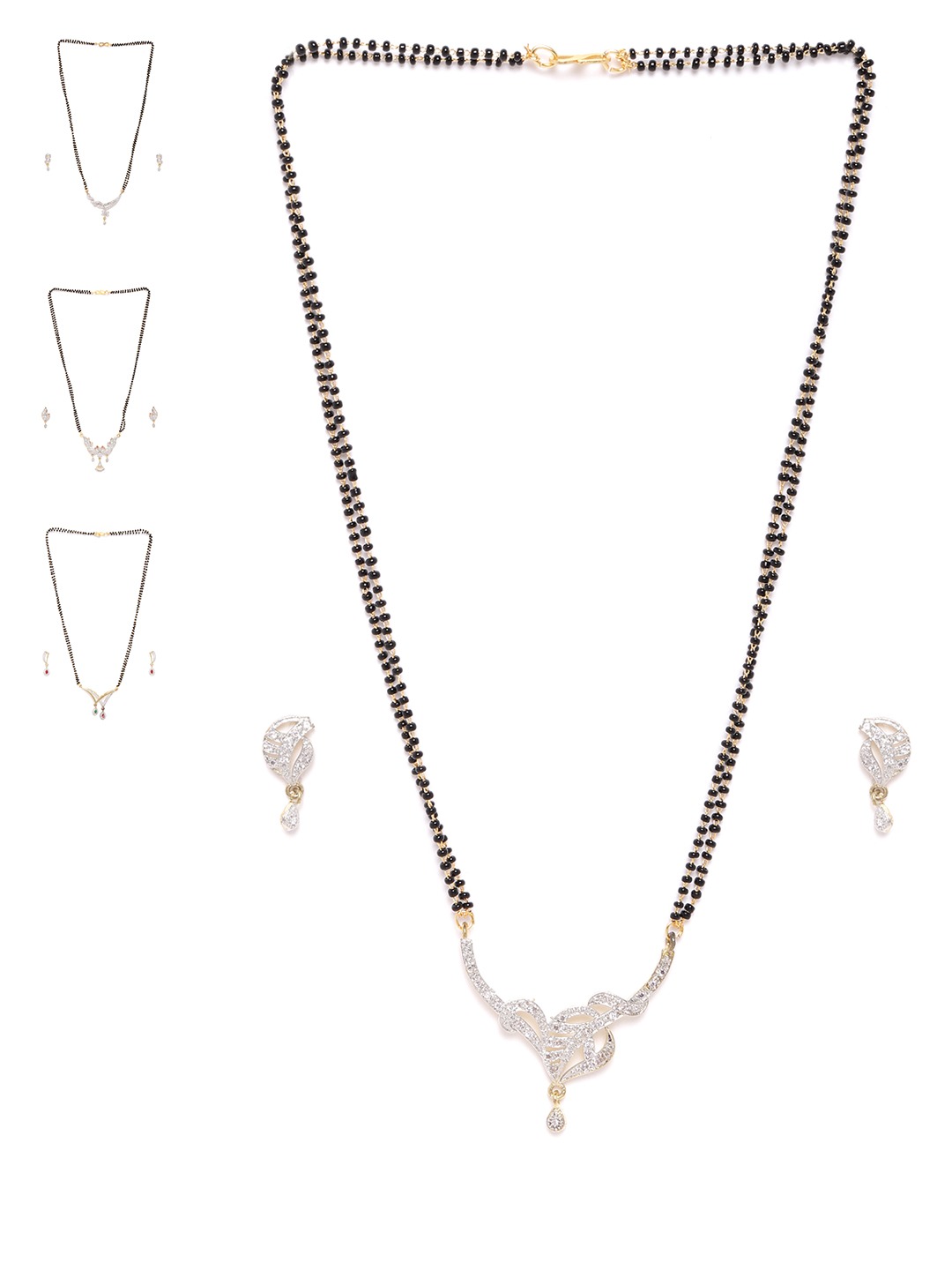YouBella Women's Pride Collection Combo of Four Designer American Diamond Mangalsutra