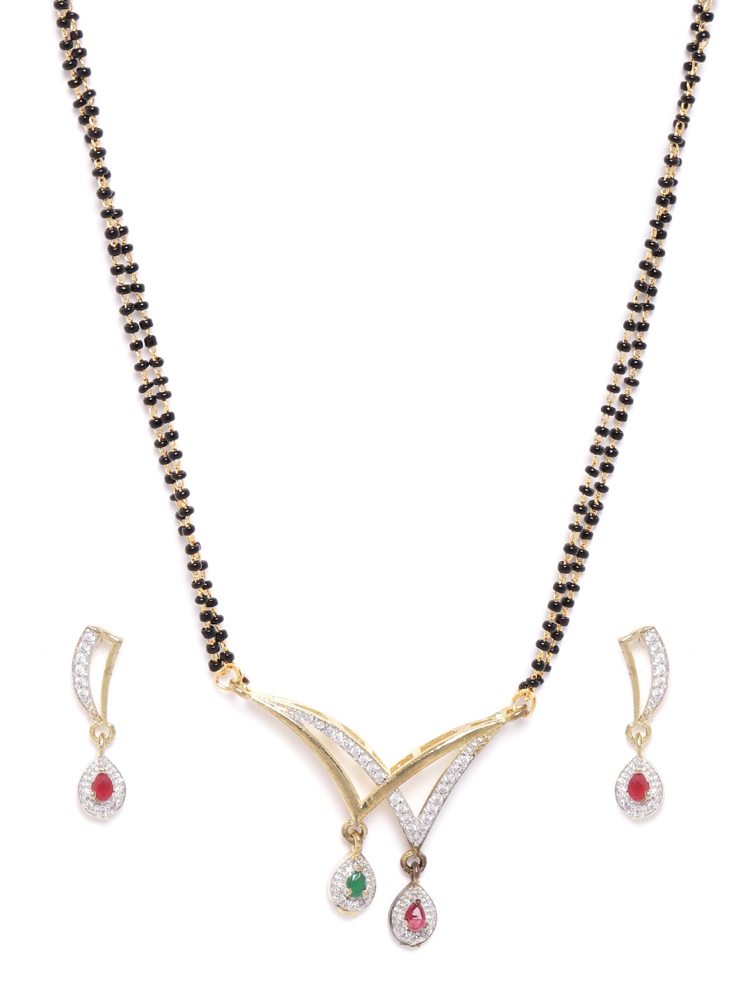 YouBella Women's Pride Collection Combo of Four Designer American Diamond Mangalsutra