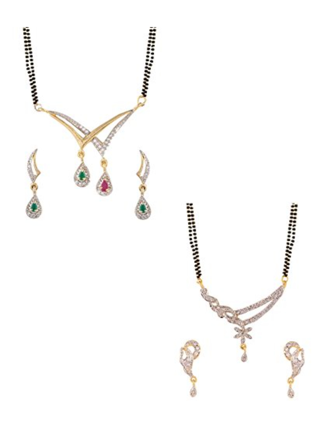 YouBella Women's Pride Collection Combo of Two Designer American Diamond Mangalsutra
