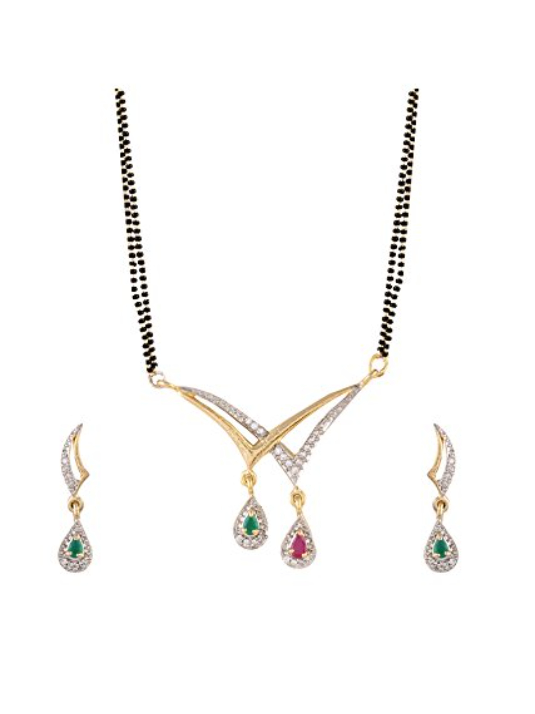 YouBella Women's Pride Collection Combo of Two Designer American Diamond Mangalsutra