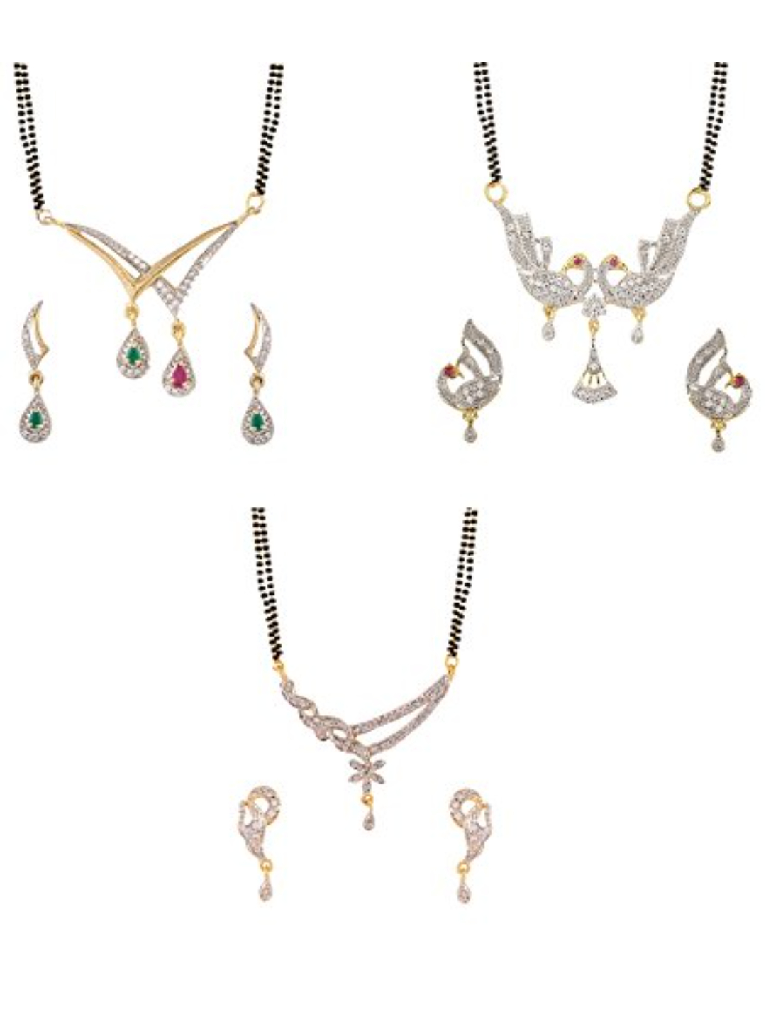 YouBella Women's Pride Collection Combo of Two Designer American Diamond Mangalsutra