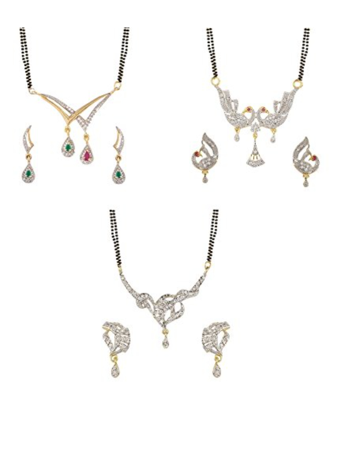 YouBella Women's Pride Collection Combo of Two Designer American Diamond Mangalsutra