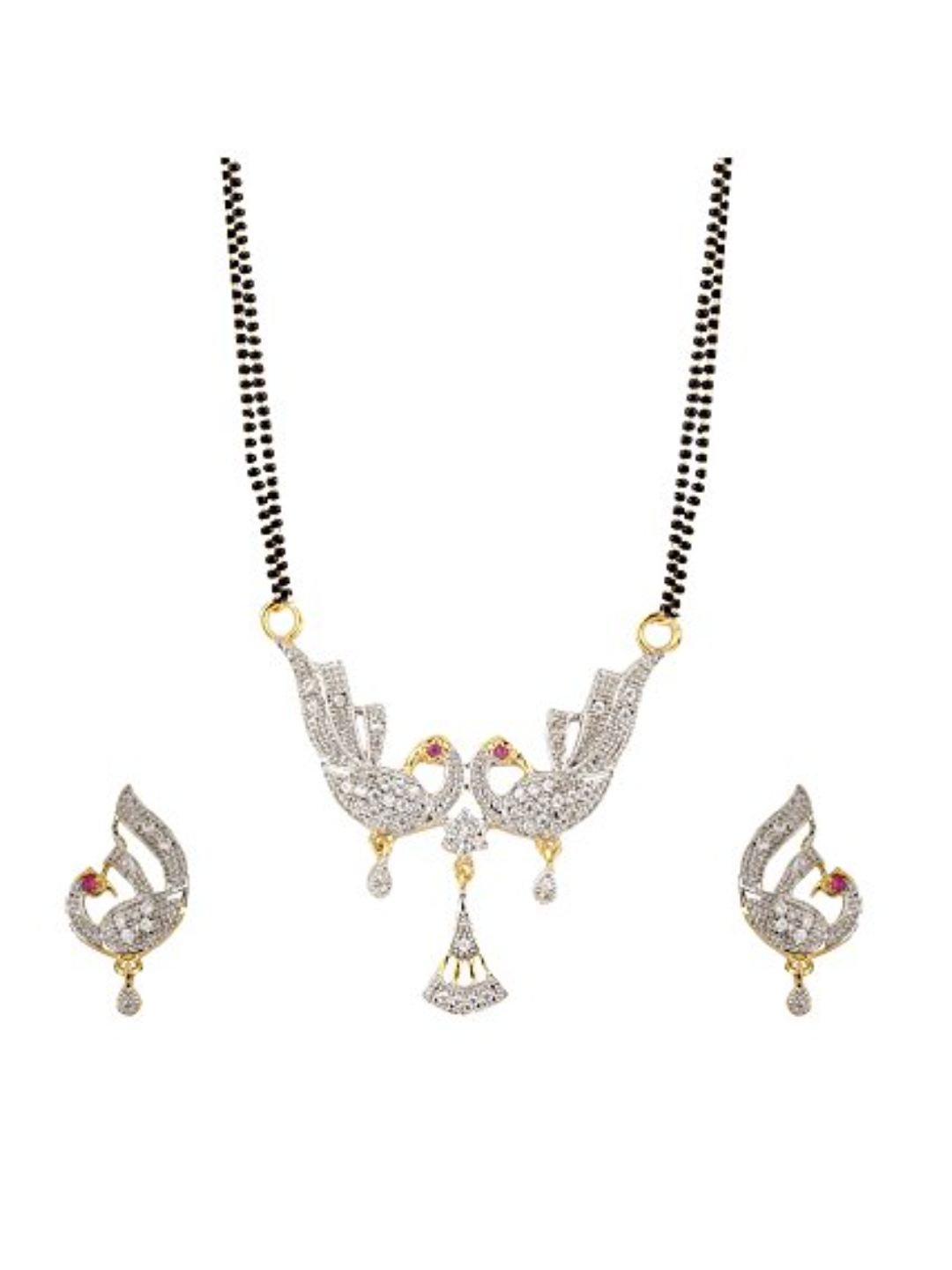 YouBella Women's Pride Collection Combo of Two Designer American Diamond Mangalsutra