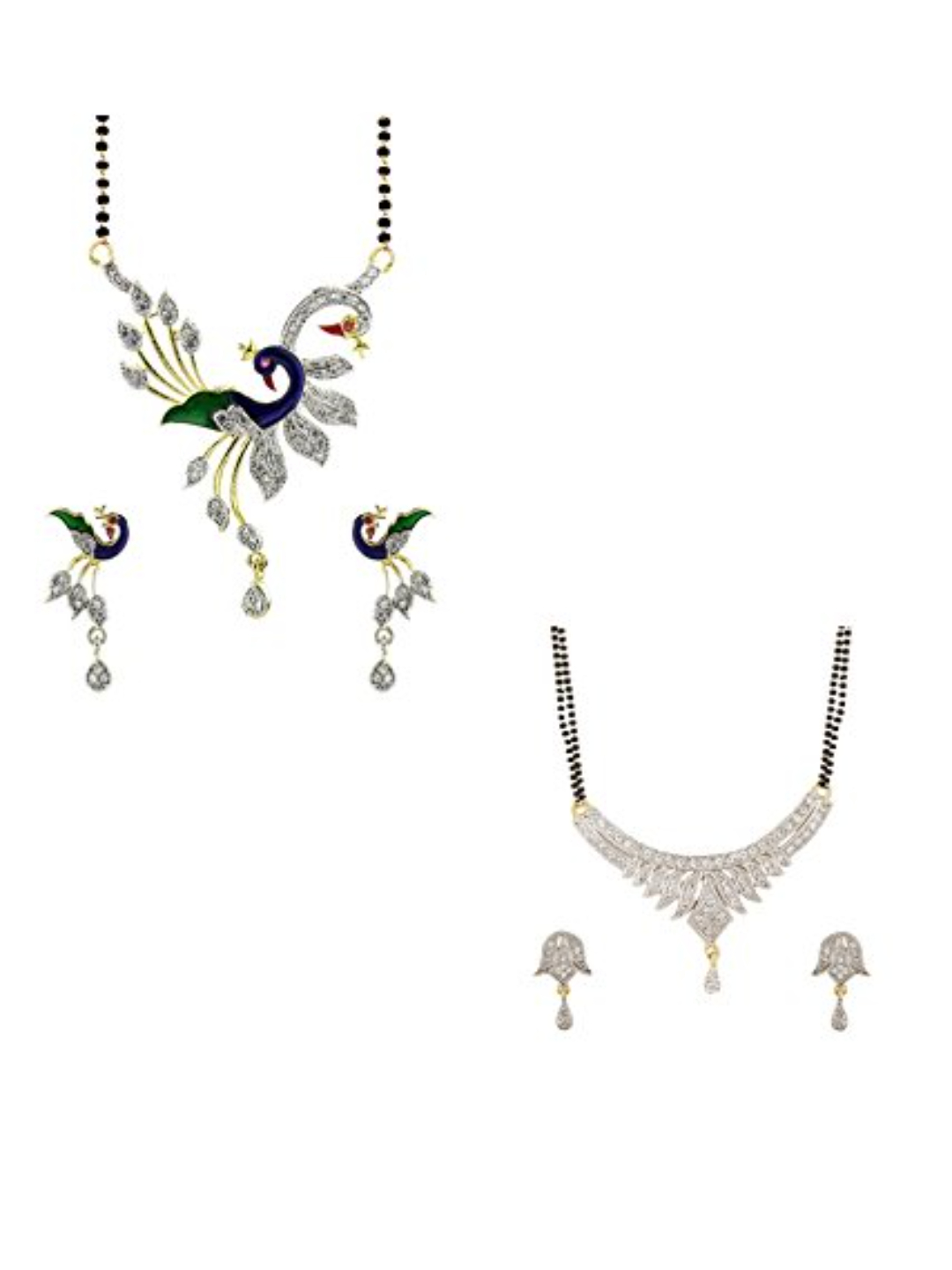 YouBella Women's Pride Collection Combo of Two Designer American Diamond Mangalsutra