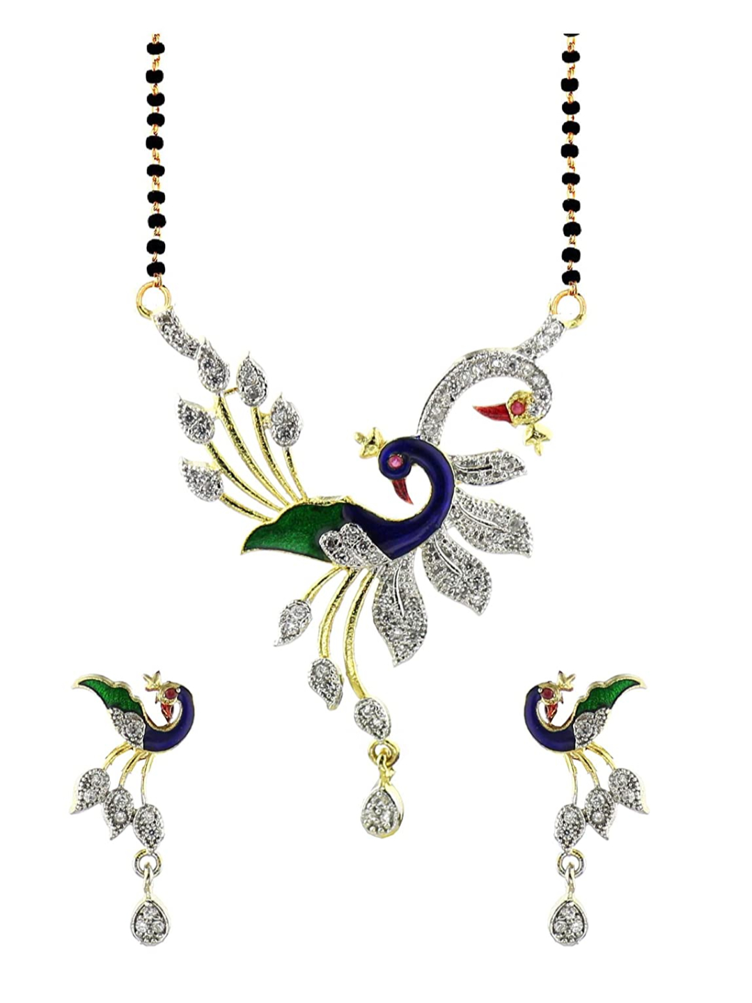 YouBella Women's Pride Collection Combo of Two Designer American Diamond Mangalsutra