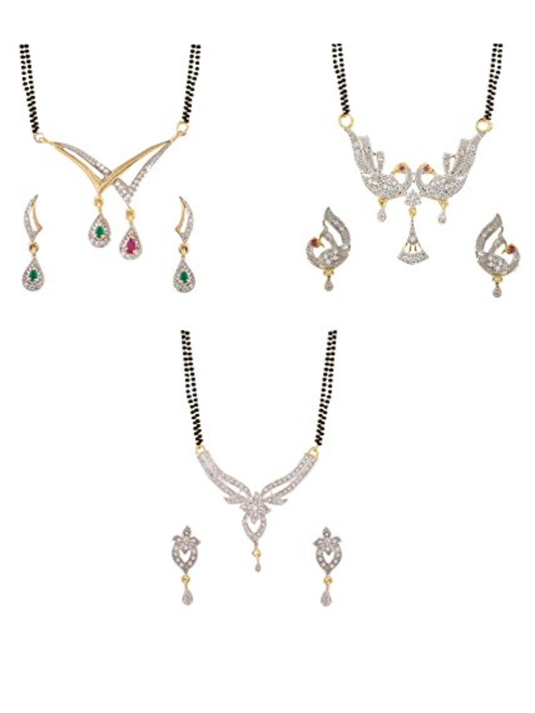 YouBella Women's Pride Collection Combo of Two Designer American Diamond Mangalsutra