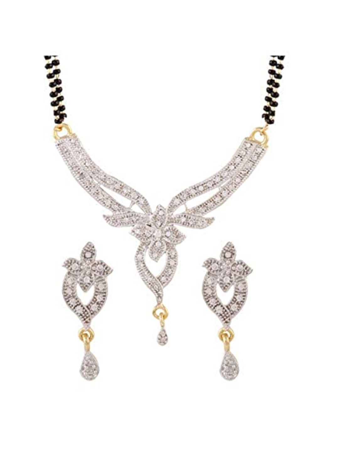 YouBella Women's Pride Collection Combo of Three Designer American Diamond Mangalsutra