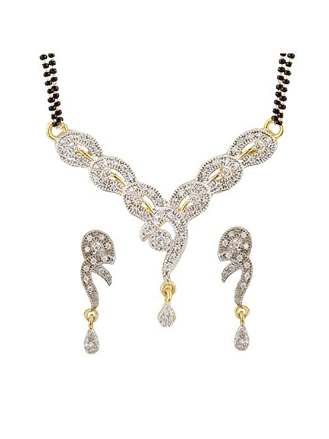 YouBella Women's Pride Collection Combo of Three Designer American Diamond Mangalsutra