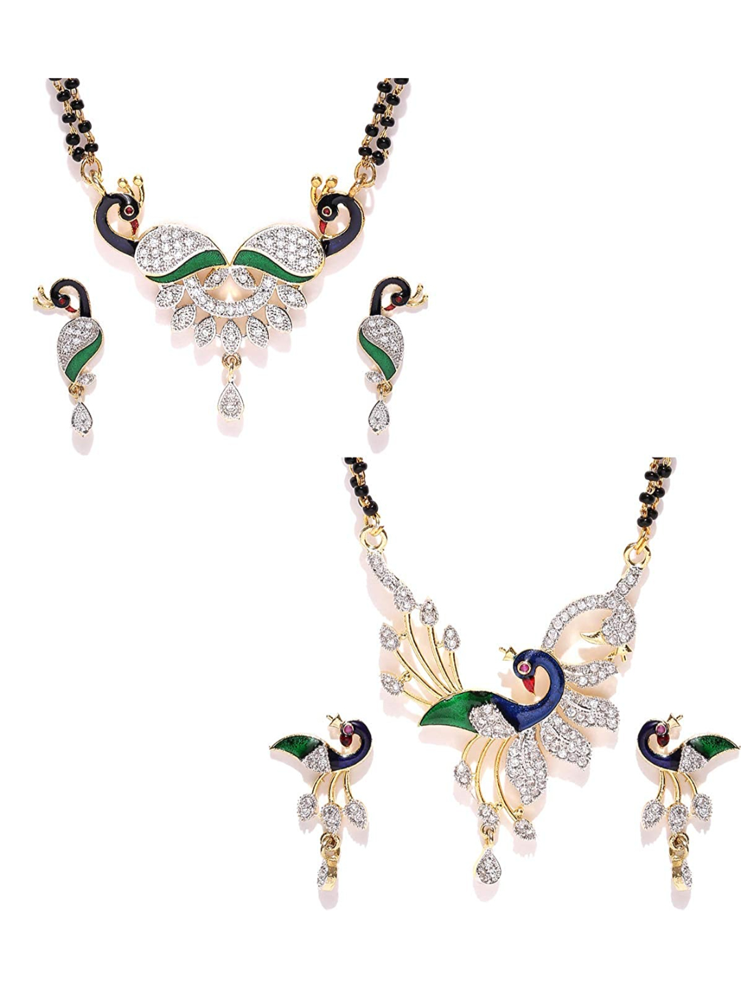 YouBella Women's Pride Collection Combo of Two Designer American Diamond Mangalsutra