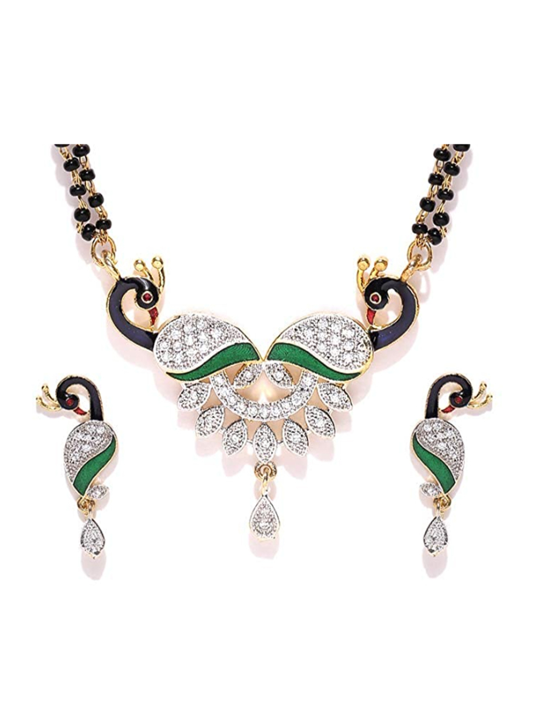 YouBella Women's Pride Collection Combo of Two Designer American Diamond Mangalsutra