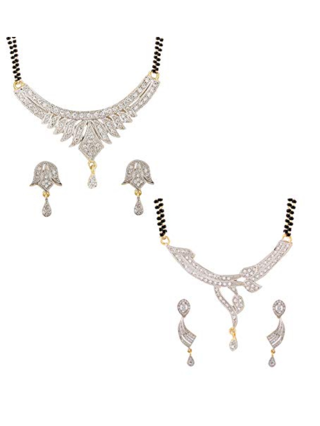 YouBella Women's Pride Collection Combo of Two Designer American Diamond Mangalsutra