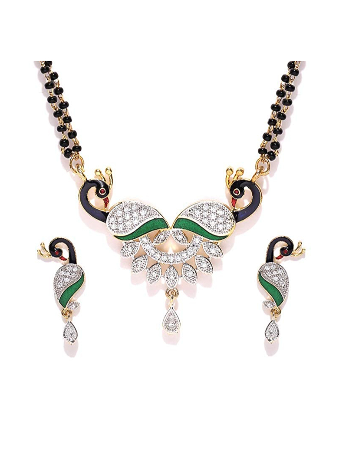 YouBella Women's Pride Collection Combo of Two Designer American Diamond Mangalsutra