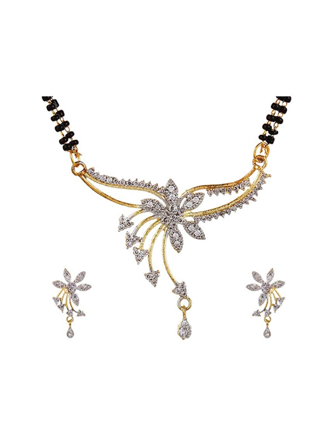 YouBella Women's Pride Collection Combo of Two Designer American Diamond Mangalsutra