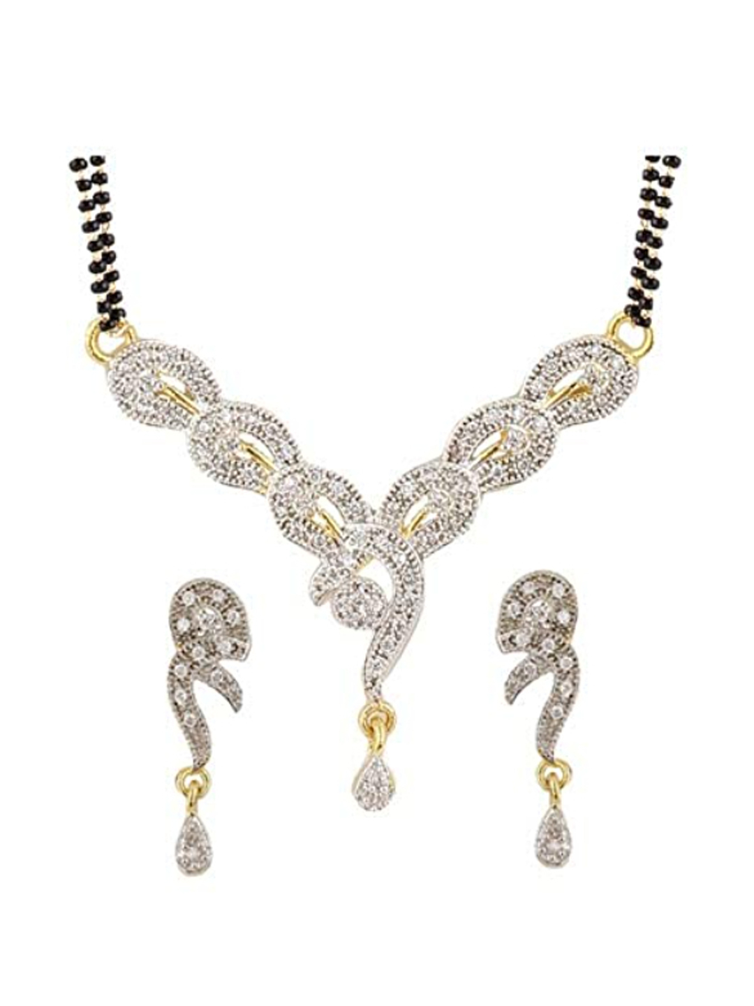 YouBella Women's Pride Collection Combo of Three Designer American Diamond Mangalsutra