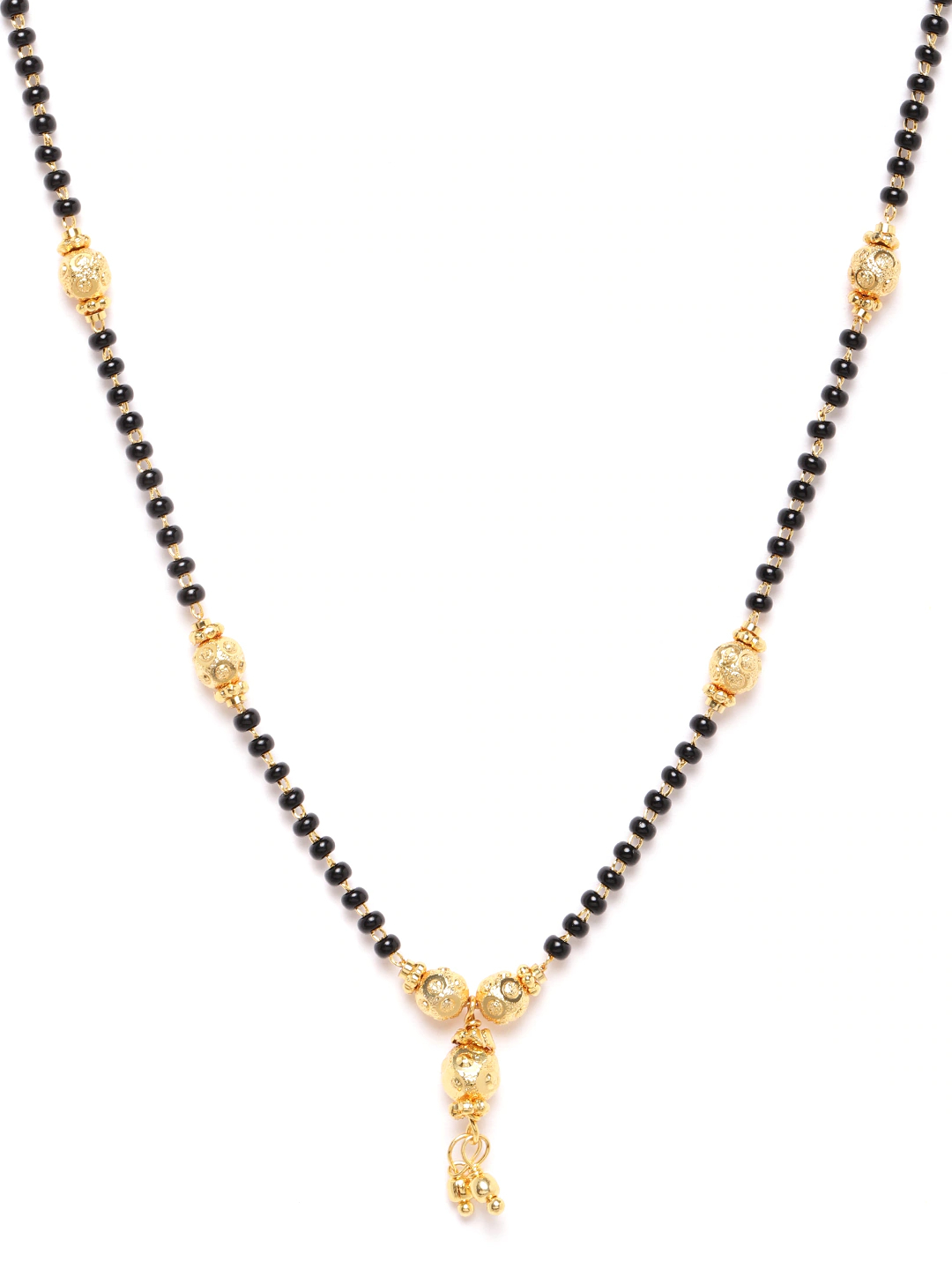 YouBella Black Gold-Plated Beaded Mangalsutra