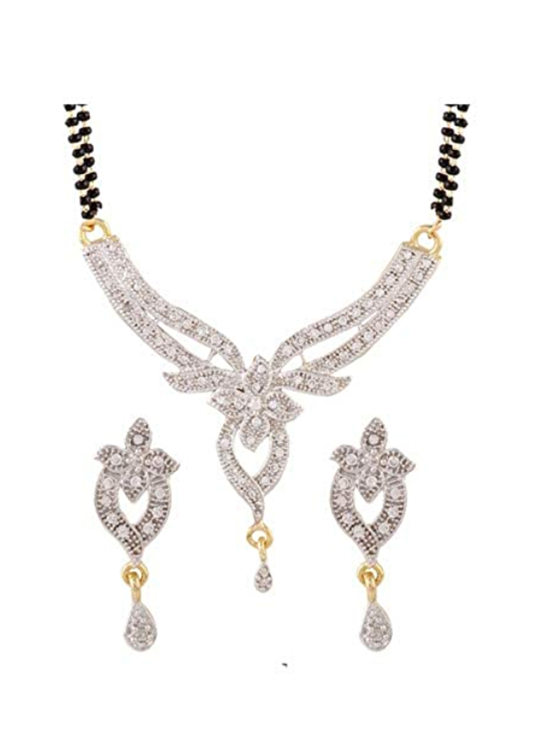 YouBella Women's Jewellery Gold Plated Combo of 4 Mangalsutra Pendant Necklace with Earrings Set for Women