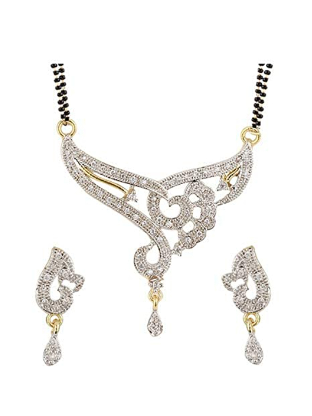 YouBella Women's Jewellery Gold Plated Combo of 4 Mangalsutra Pendant Necklace with Earrings Set for Women