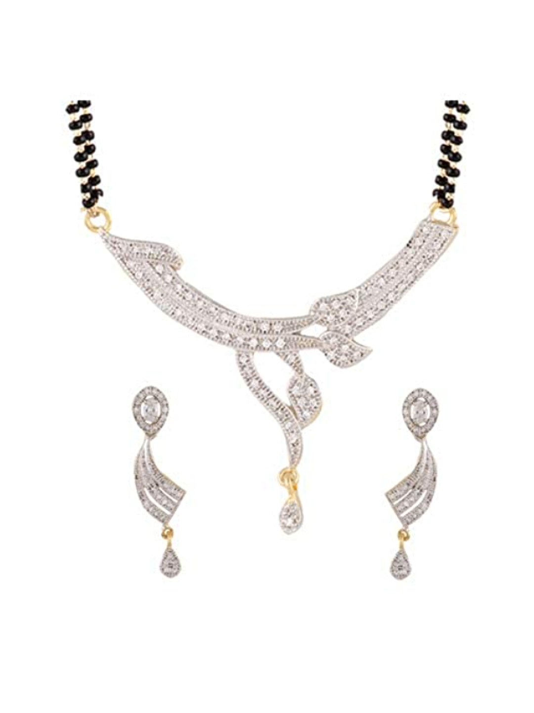 YouBella Women's Jewellery Gold Plated Combo of 4 Mangalsutra Pendant Necklace with Earrings Set for Women