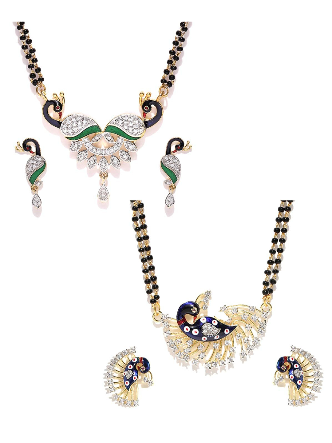 YouBella Jewellery Gold Plated Combo of 2 Mangalsutra Necklace Set for Women ���