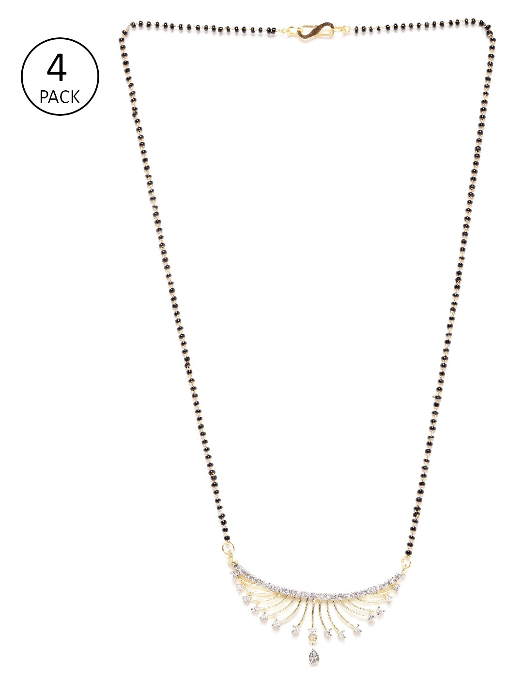 YouBella Women's Pride Collection Combo of Four Designer American Diamond Mangalsutra Pendant with Chain for Women