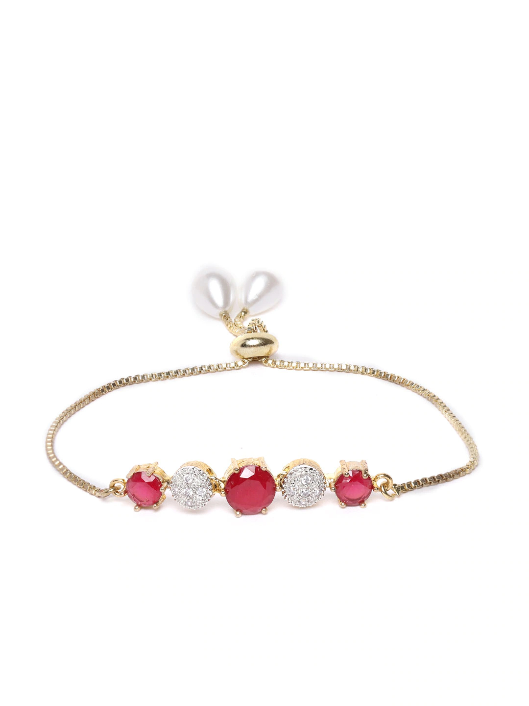 YouBella Red Gold-Plated Stone-Studded Jewellery Set