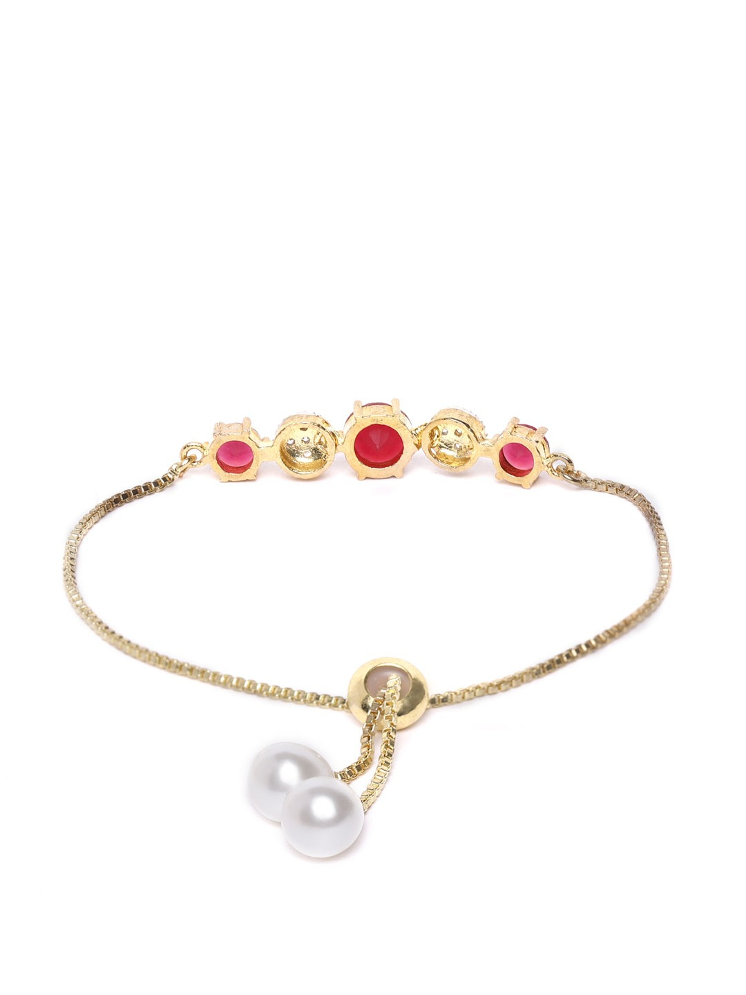 YouBella Red Gold-Plated Stone-Studded Jewellery Set