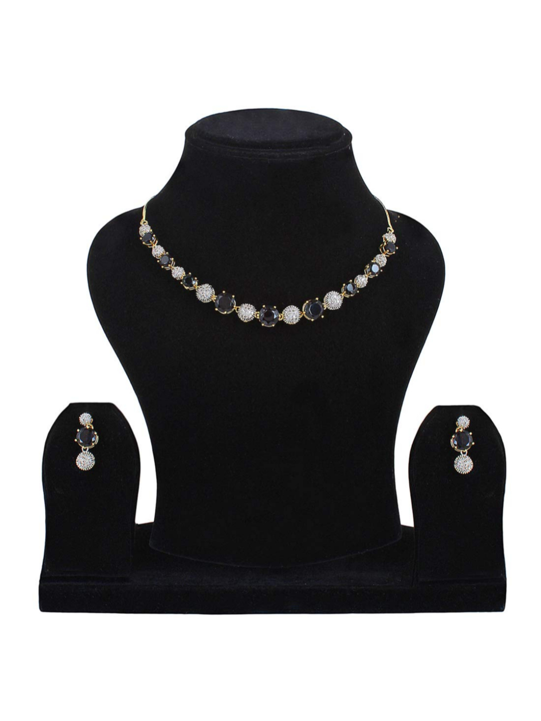 YouBella Stylish Fancy Party Wear Jewellery Gold Plated Jewellery Set for Women (Black) (Mix_Combo_104)