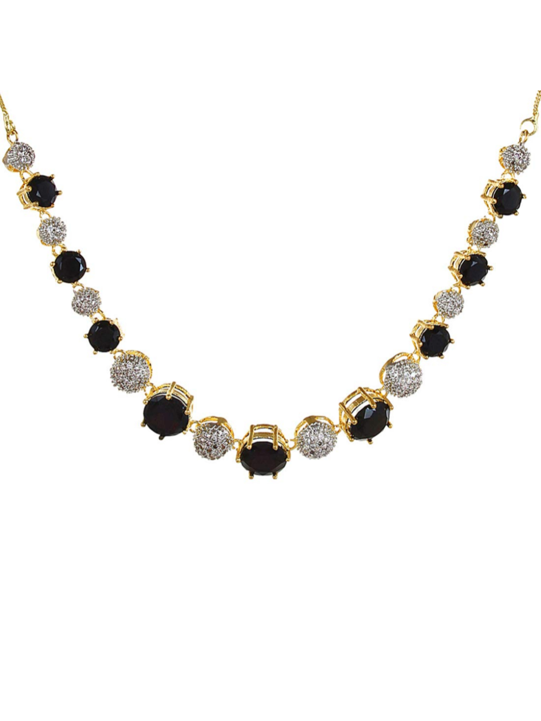 YouBella Stylish Fancy Party Wear Jewellery Gold Plated Jewellery Set for Women (Black) (Mix_Combo_104)