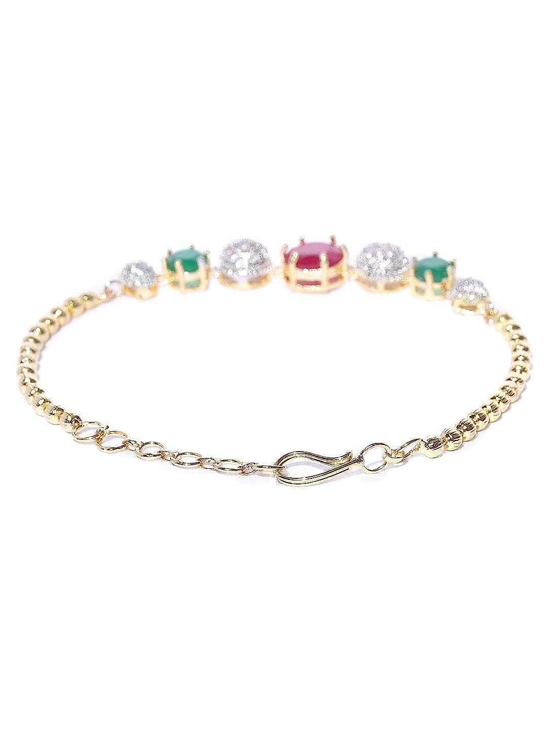 YouBella Jewellery Set for Women American Diamond Combo of Necklace Set with Earrings, Bracelet and Ring for Girls and Women (Multi-Color)
