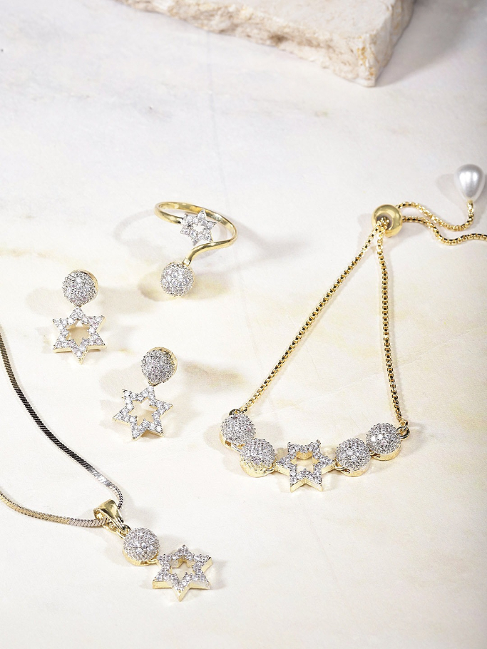 YouBella Gold-Plated AD-Studded Jewellery Set