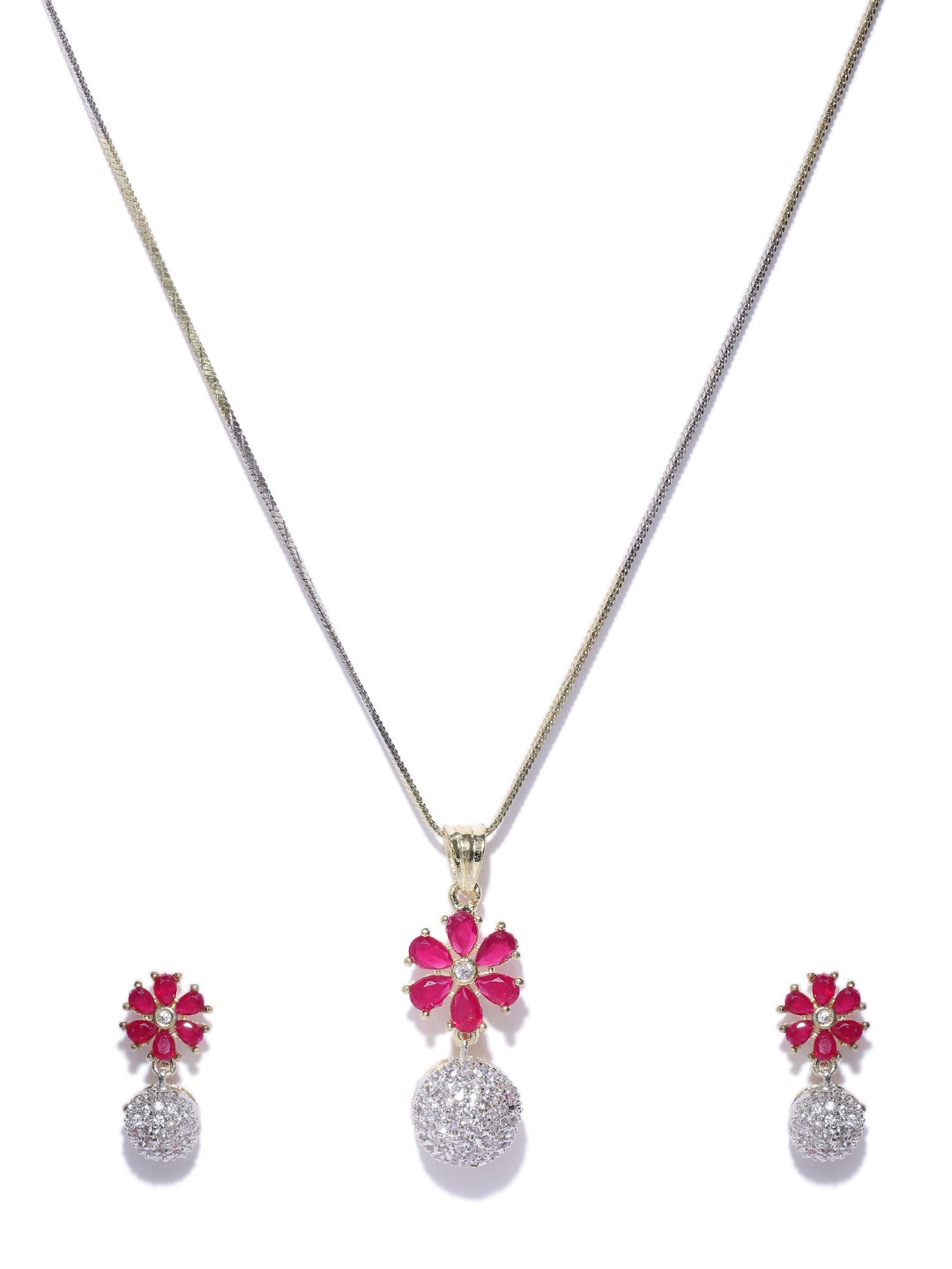 YouBella Stylish Latest Design Jewellery Combo Of Pendant Necklace Earrings Rings And Bracelet Gold Plated Jewellery Set for Women (Pink) (Mix_Combo_109)