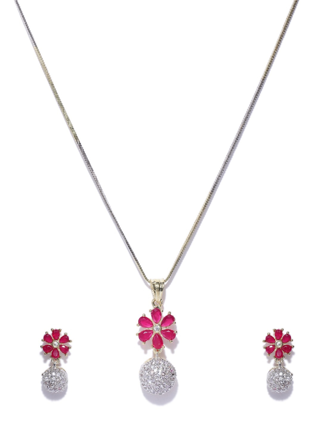 YouBella Red Gold-Plated AD-Studded Jewellery Set