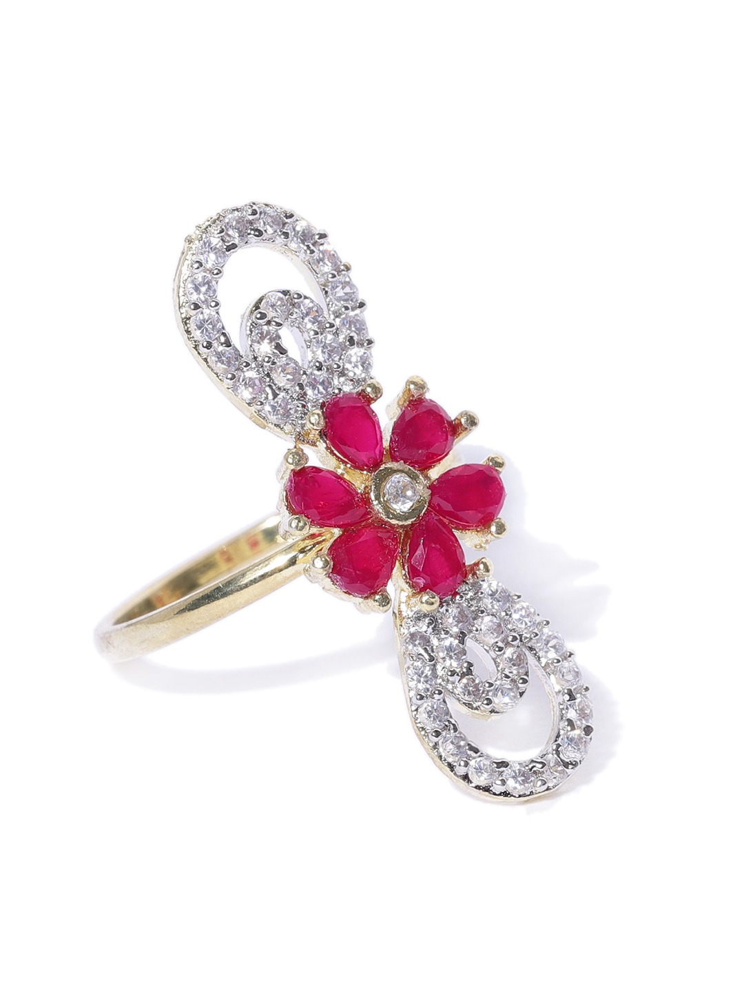 YouBella Red Gold-Plated AD-Studded Jewellery Set