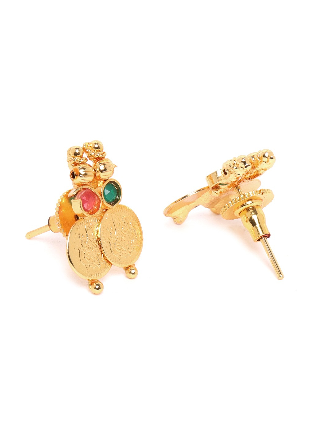 YouBella Set of 2 Green  Magenta Gold-Plated Stone Studded Goddess Laxmi Jewellery Set