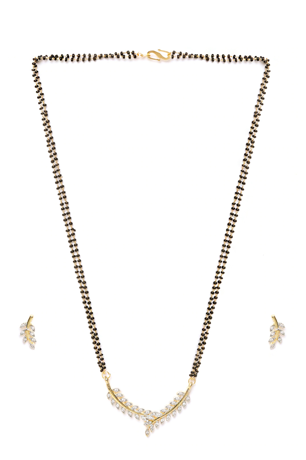 YouBella Black Gold-Plated Stone-Studded Mangalsutra Set with Bangles