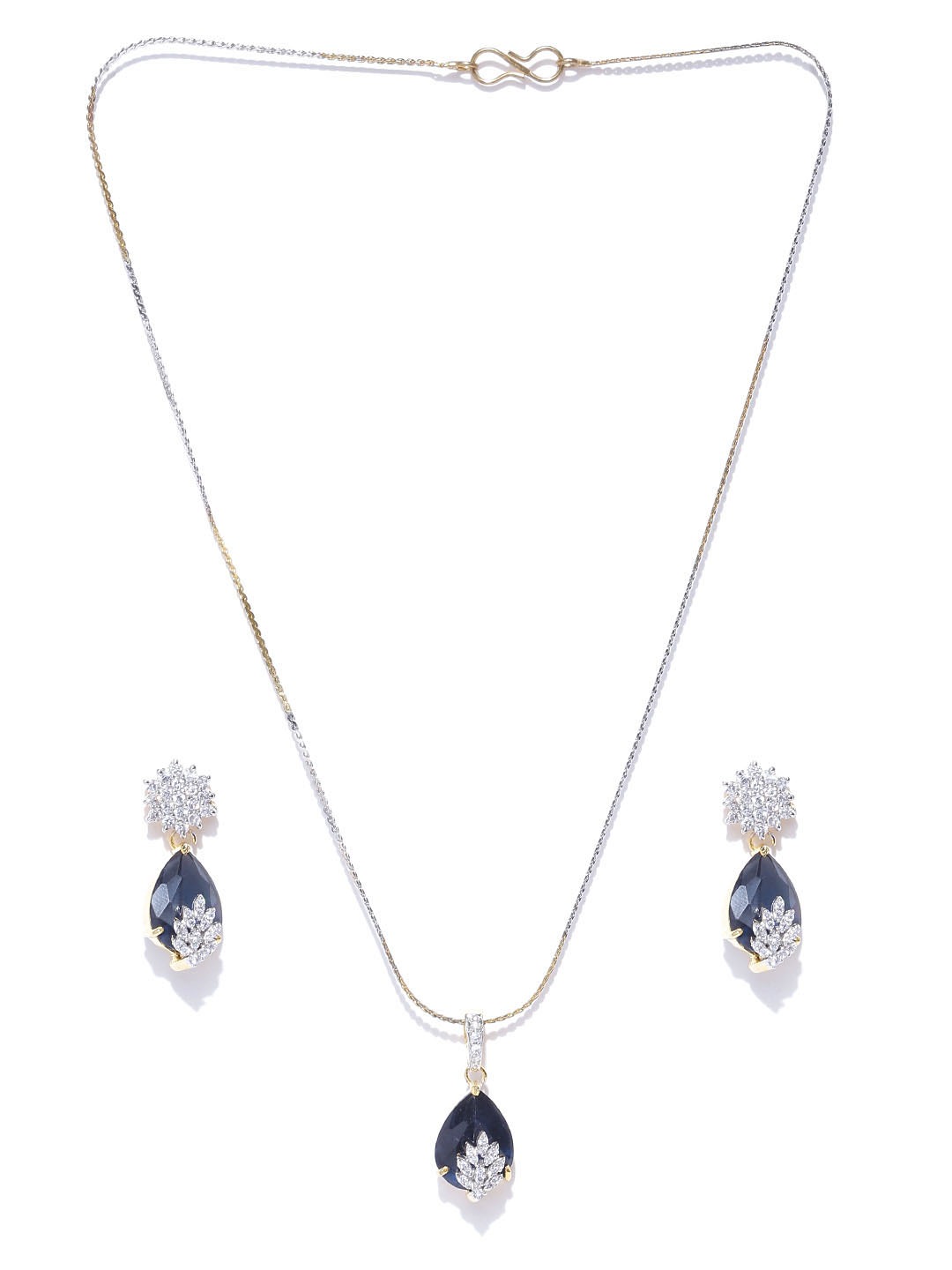 YouBella Signature Collection American Diamond Combo of Pendant Set/Necklace Set with Earrings, Bracelet and Ring for Girls and Women (Blue)