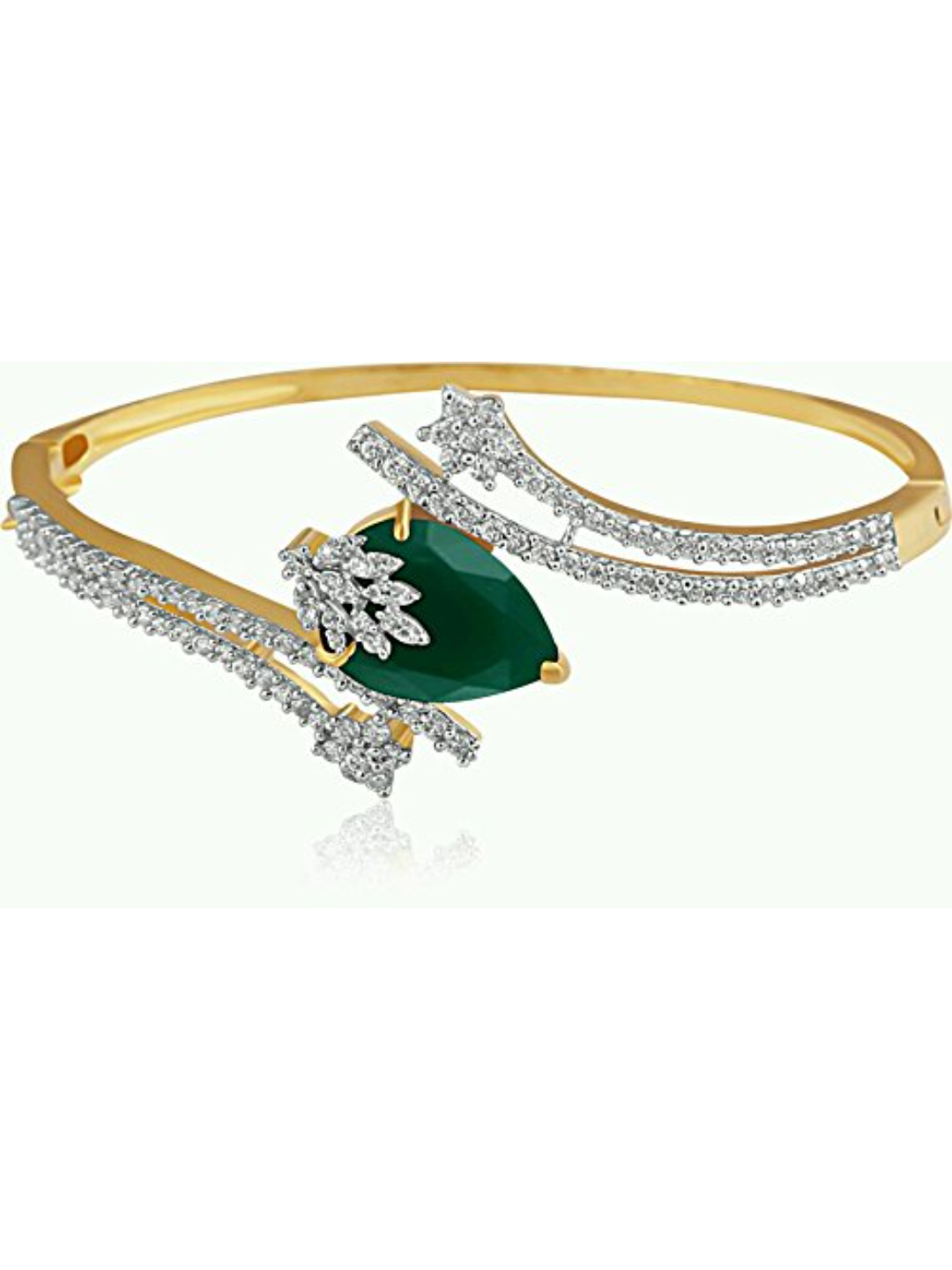 YouBella Signature Collection American Diamond Combo of Pendant Set/Necklace Set with Earrings, Bracelet and Ring for Girls and Women (Green)