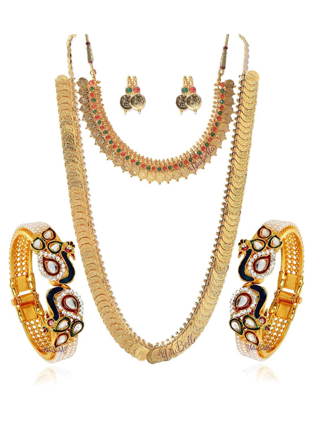 YouBella Stylish Traditional Jewellery Combo Gold Plated Bangle Set for Women (Golden)(Mix_Combo_95)