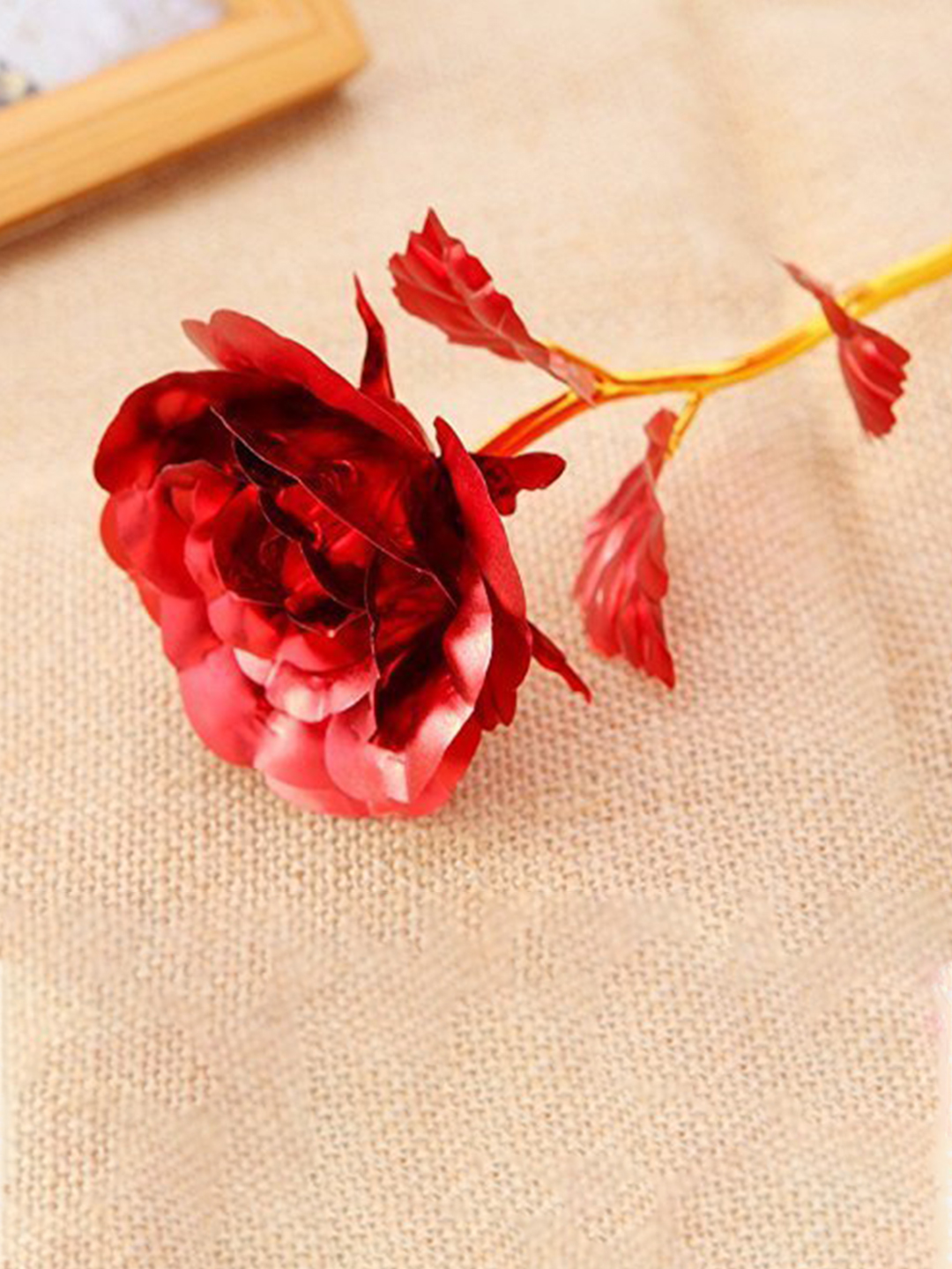 Valentine Gifts by YouBella Fashion Jewellery Gold Plated Rose Flower with Gift Box (Red)