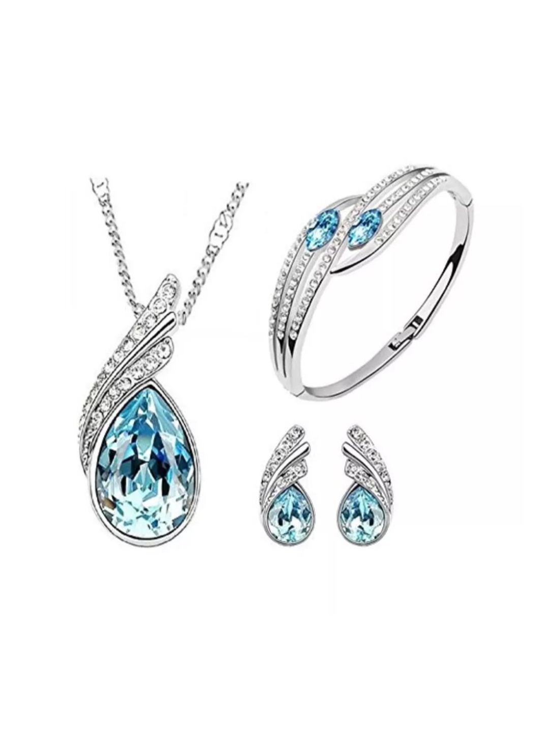 Valentine YouBella Jewellery Combo of Gold Plated Rose Flower,Crystal Pendant Necklace, Fancy Earrings and Bangle Bracelets for Girls and Women