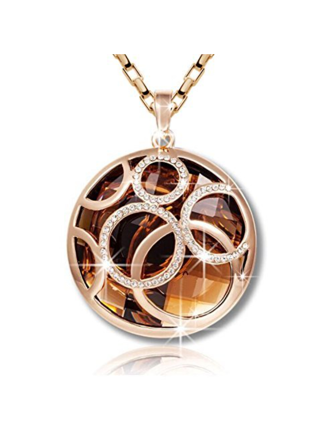 Valentine YouBella Jewellery Combo of Gold Plated Rose Flower and Crystal Love Pendant Necklace for Women and Girls